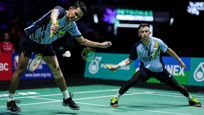 Pasangan Fajar Alfian/Rian Ardianto juara Malaysia Open 2023. Gelar ini menjadi yang pertama bagi keduanya di nomor super 1000.