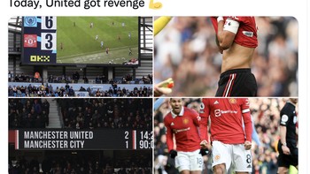 MU balas dendam setelah kekalahan telak mereka dari City. Foto: Twitter