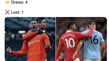 MU adalah tim pertama yang berhasil mengalahkan City di saat City mencetak gol lebih dulu. Foto: Twitter