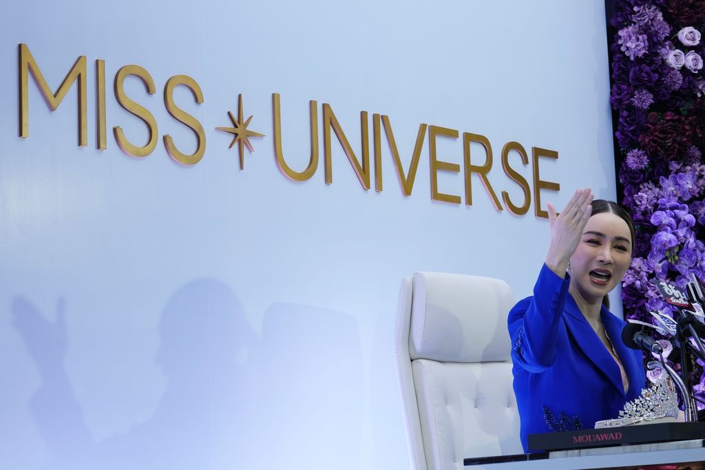 Thai business tycoon and transgender Chakrapong Chakrajutathib speaks during a news conference in Bangkok, Thailand, Thursday, Oct. 27, 2022. Chakrapong has purchased the Miss Universe Organization for $20 million, her company announced Wednesday. (AP Photo/Sakchai Lalit)