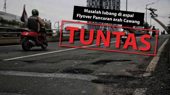 Maslah lubang jalan Flyover Pancoran Jaksel tuntas. 16 Januari 2023. (Foto: Pradita, Repro: Fauzan Kamil/detikcom)