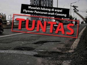 Before-After Penambalan Lubang Flyover Pancoran Arah Cawang