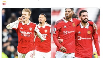 Arsenal hanya kalah dari Manchester United di Liga Inggris dan mereka akan segera bertemu. Foto: Twitter