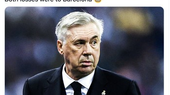 Sejak Ancelotti kembali melatih Madrid, mereka hanya kalah selisih beberapa gol dua kali, dua-duanya melawan Barcelona. Foto: Twitter