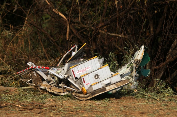 A view shows aircraft wreckage at the crash site of an aircraft carrying 72 people in Pokhara in western Nepal January 15, 2023. REUTERS/Bijay Neupane NO RESALES. NO ARCHIVES