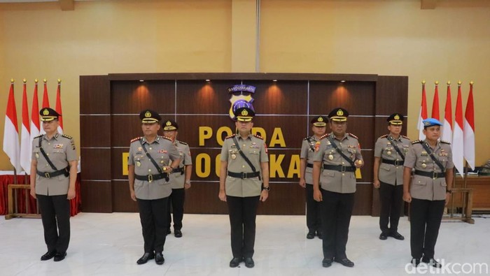 Sertijab di Polda DIY, Senin (16/1/2023). Beberapa petugas yang diganti di antaranya Kapolresta Sleman dan Kapolresta Yogyakarta.
