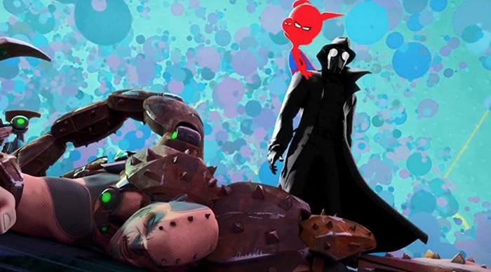Spider-Man Noir Aksi Nicholas Cage sebagai Spider-Man Noir.