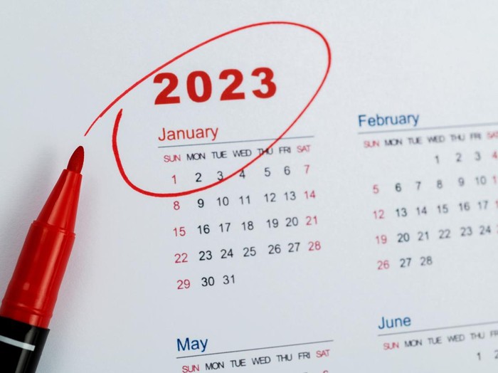 Red mark on the calendar at January