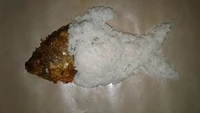 Makan ikan goreng tetapi hanya kebagian kepala. Orang ini membentuk nasinya menjadi bagian badan ikan sehingga terlihat seperti satu ekor utuh. Foto: Instagram /Twitter