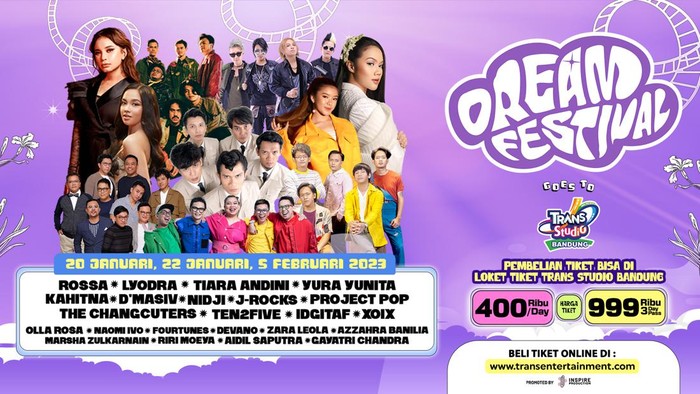 Trans Studio Bandung bekerja sama dengan Inspire.IDN untuk mengadakan Dream Festival bertema Carnival yang akan menghadirkan suasana keceriaan serta menciptakan euforia spesial bagi setiap orang yang hadir.