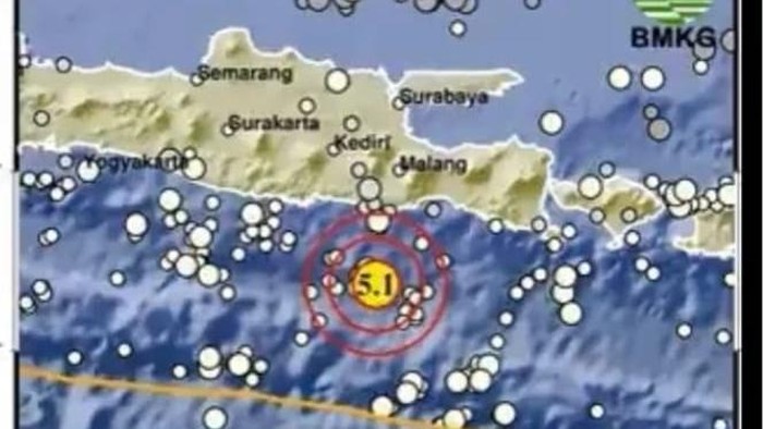 Gempa M 5,1 guncang Kabupaten Malang  sekitar pukul 11.36.12 WIB