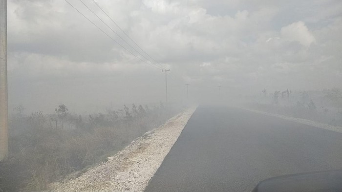 Jalanan di Natuna yang tertutup asap tebal. Jalanan di Natuna yang tertutup asap tebal. (
