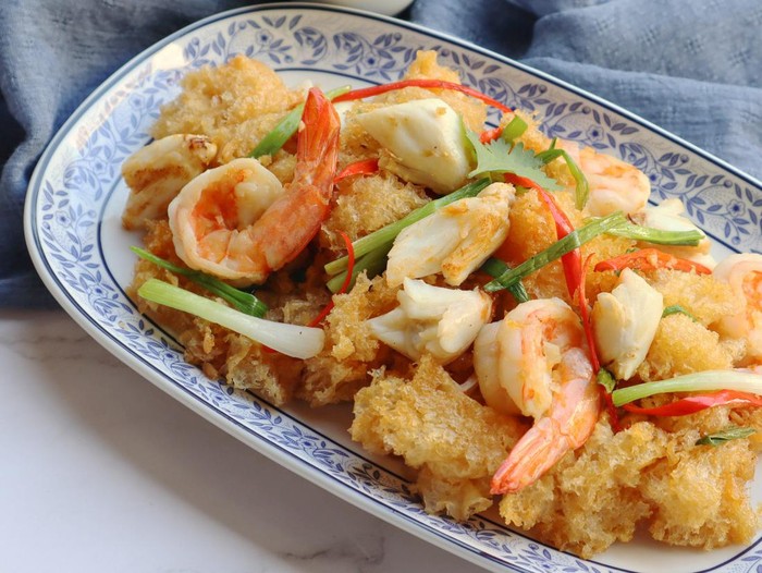 Resep Tumis Perut Ikan dengan Kepiting dan Udang