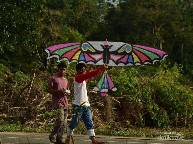Serunya Lomba Layangan di Desa Sangau di Riau