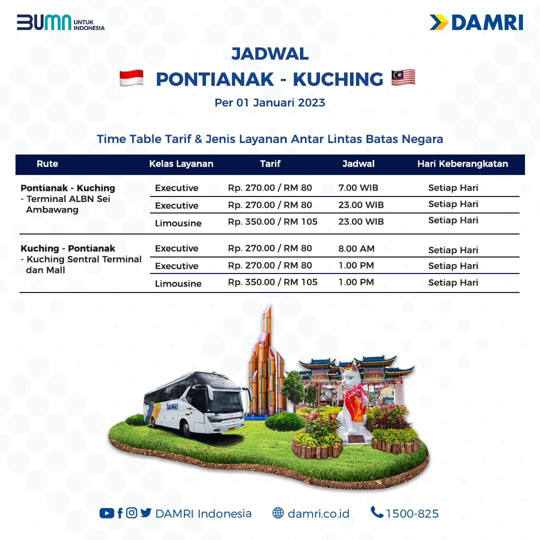 Mau Naik Bus Damri ke Malaysia? Tiketnya Cuma Rp 270 Ribu Lho!