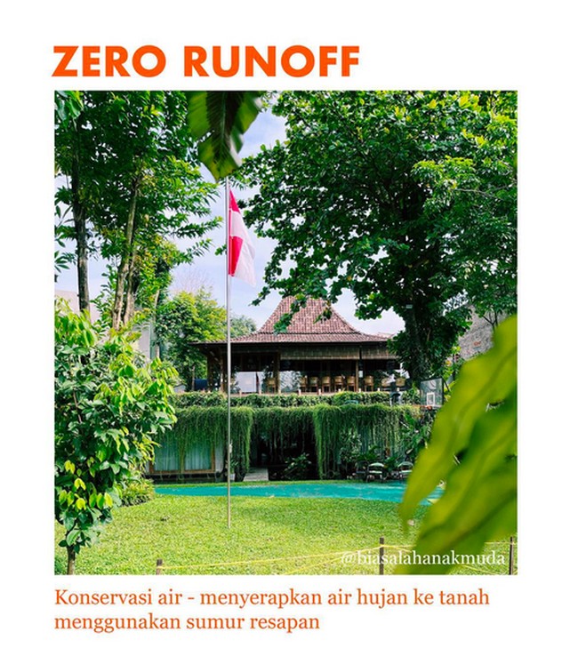 Tak sekadar merawat alam dengan menanam berbagai tumbuhan, Anies juga memastikan rumahnya memiliki fungsi konservasi air yang baik. Mengadopsi sistem zero runoff, halaman dapat menyerap air hujan dengan baik ke tanah menggunakan sumur resapan. Foto: Instagram/@biasalahanakmuda
