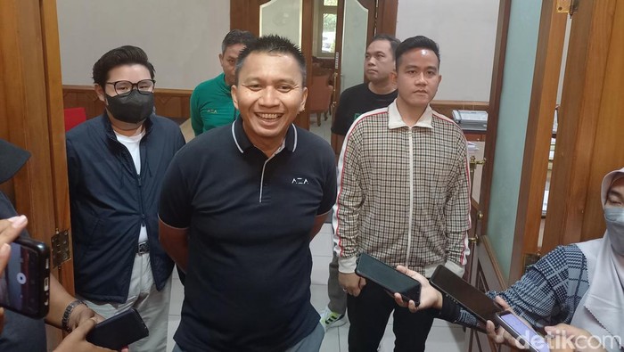 Bos Persebaya Azrul Ananda di Balai Kota Solo, Kamis (19/1/2023).
