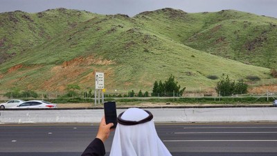Penampakan Terbaru Gurun Makkah Arab Saudi yang Menghijau