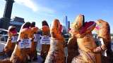 Kawanan Dinosaurus Jajah Kota London untuk Semarakkan Hidup Sehat