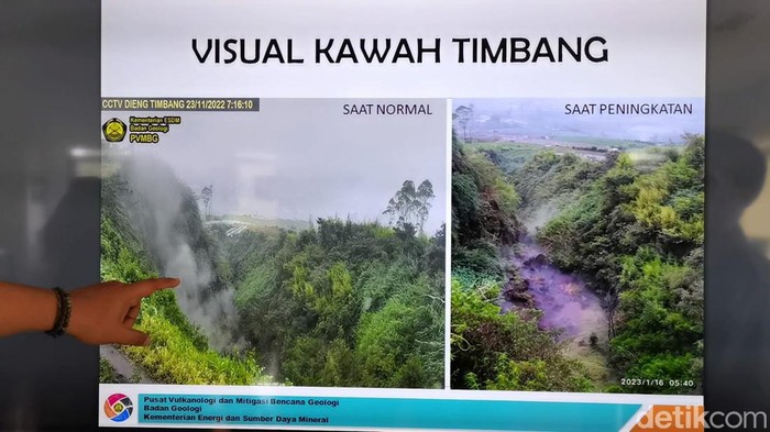 Kondisi Kawah Timbang di Desa Sumberejo, Kecamatan Batur, Banjarnegara. Foto diunggah Kamis (19/1/2023).