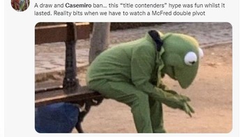 Menghadapi kenyataan MU ditahan imbang dan Casemiro absen di laga penting. Foto: Twitter