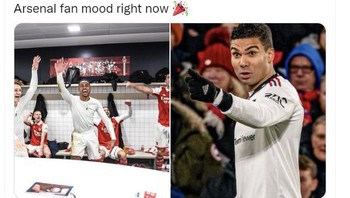 Casemiro absen, Fans Arsenal senang bukan kepalang. Foto: Twitter