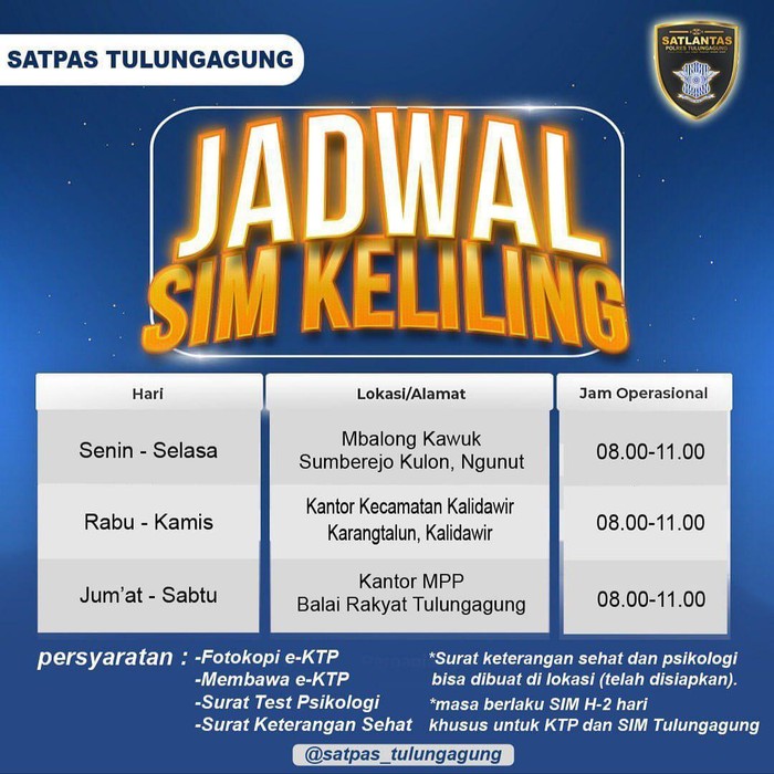 sim keliling tulungagung