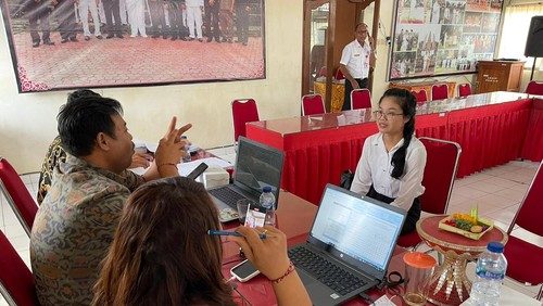 Suasana tes wawancara calon PPS Pemilu 2024 pada salah satu kecamatan di Tabanan. (istimewa)