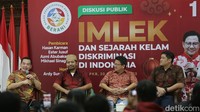 Anggota DPR RI fraksi PKB Daniel Johan, Aktivis HAM Azmi Abubakar, Mantan Wali Kota Singkawang, Hasan Karman dan Jubir Milenial PKB Mikhael Sinaga hadir saat menjadi pembicara diskusi publik di Kantor DPP PKB, Jakarta Pusat, Jumat (20/1/2023).