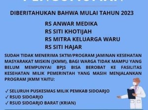 Warga Miskin Sidoarjo Tak Bisa Lagi Berobat Pakai SKTM di 4 RS Swasta