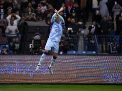 Ronaldo selebrasi ikoniknya usai mencetak gol. Franck Fife/AFP  