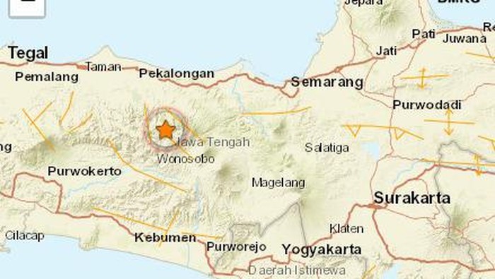 Gempa Darat M 2,3 di Wonosobo Malam Ini