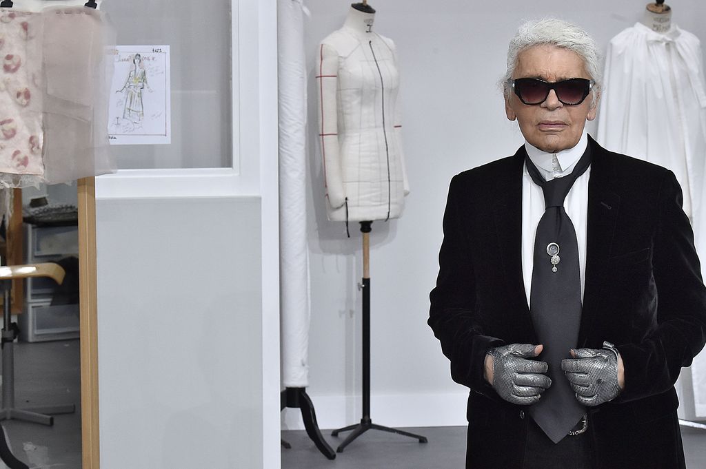 Karl Lagerfeld PARIS, FRANCE - JULY 05: Karl Lagerfeld walks the runway during the Chanel Haute Couture Fall/Winter 2016-2017 show as part of Paris Fashion Week on July 5, 2016 in Paris, France. (Photo by Victor VIRGILE/Gamma-Rapho via Getty Images)
