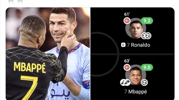 Mbappe dan Ronaldo sendiri tampil hebat walau laga persahabatan. Foto: Twitter