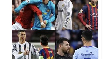 Potert pertemuan Ronaldo dan Messi. Foto: Twitter