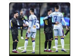 Meme Mengandung Bawang, Potret Kehangatan Ronaldo dan Messi
