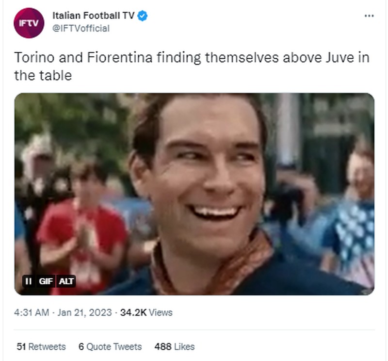 Juventus mendapatkan hukuman pengurangan 15 poin. Hal tersebut lantaran pemalsuan nilai transfer dan keuntungan modal. Beragam meme pun bermunculan di Twitter.