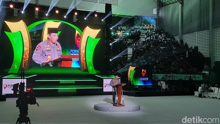 Kapolri Jenderal Listyo Sigit menutup Porseni NU di Solo, Sabtu (21/1/2023).