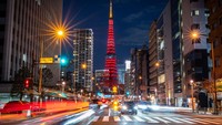 Menara Tokyo menyala merah untuk merayakan Tahun baru Imlek.