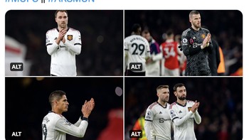 Berat untuk diterima. Terima kasih pada fans yang sudah datang untuk dukungan luar biasa kalian hari ini, tulis Manchester United di Twitter. Foto: Twitter