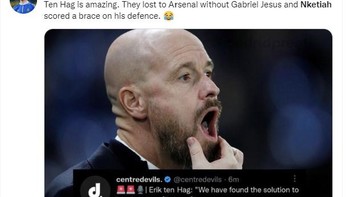 Jurus Ten Hag bikin Arsenal unggul. Foto: Twitter