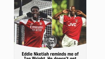 Nketiah mengingatkan pada Ian Wright, ujar Roy Keane.  Foto: Twitter