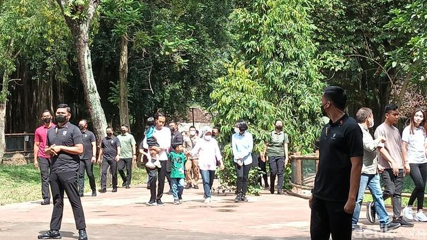 Presiden Jokowi bersama keluarga mengunjungi Solo Safari di Kota Solo, Senin (23/1/2023).