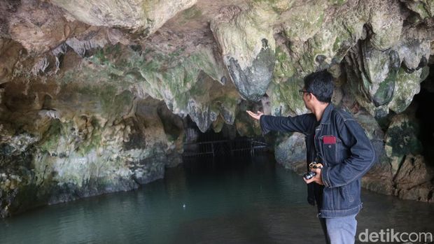 Suasana di objek wisata Gua Pancur, Pati, Senin (23/1/2023).