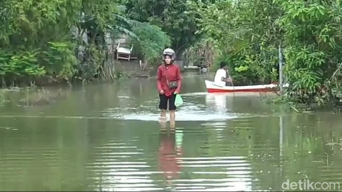 Banjir di Desa Mintobasuki, Pati, Selasa (24/1/2023).
