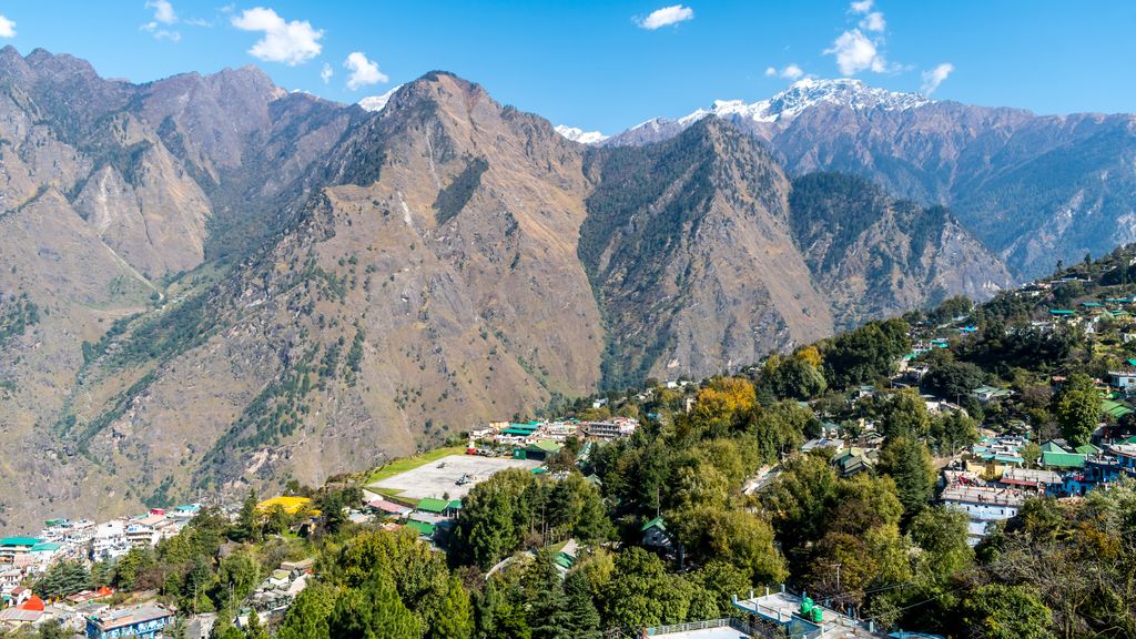 Aerial view of Joshimath, a Himalayan hill station Uttarakhand, India