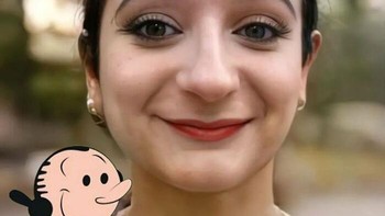 Olive Oyl kekasih Popeye yang nampak ceria dengan senyum hangatnya. Foto: Instagram/@hidreley