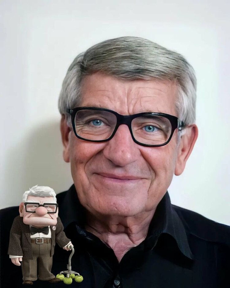Carl Fredricksen di film Up kalau di dunia nyata akan seperti ini, menurut AI. Foto: Instagram/@hidreley