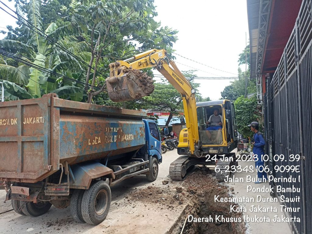 Pembangunan got antibanjir di Jl Buluh Perindu, Pondok Bambu, Duren Sawit, Jakarta Timur, 24 Januari 2023. (Dok Sudin SDA Jaktim)