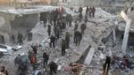 Penampakan Bangunan Runtuh yang Tewaskan Belasan Orang di Suriah